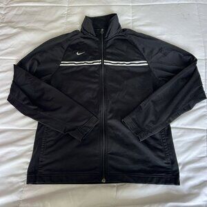 Vintage 90s Y2K Nike Mens Medium Full Zip Training Jacket Black White Striped
